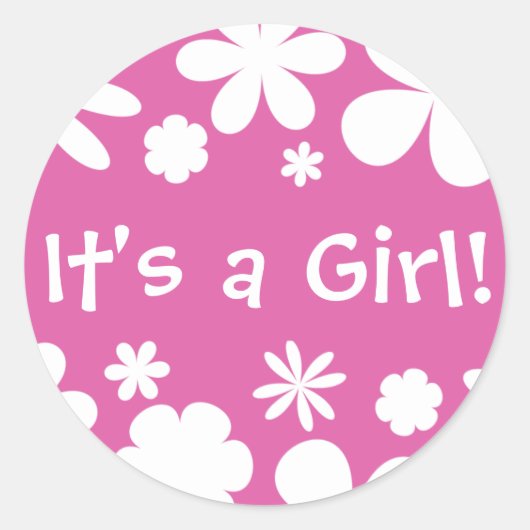 Het is een meisje! Flower Power Envelope Sticker S (Voorkant)