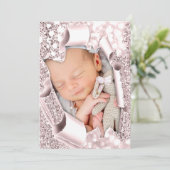 Het is een Meisje Foto Glitter Baby Aankondiging R (Staand voorkant)