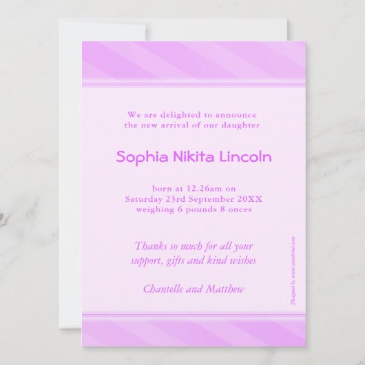 Het is een meisje foto pasgeboren baby roze aankondiging (Achterkant)