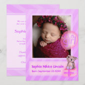 Het is een meisje foto pasgeboren baby roze aankondiging (Voorkant / Achterkant)