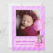 Het is een meisje foto pasgeboren baby roze aankondiging (Voorkant)