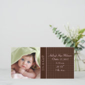 Het is een meisje - Fotokaart Stats Deep Brown Pin Aankondiging (Staand voorkant)