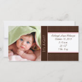 Het is een meisje - Fotokaart Stats Deep Brown Pin Aankondiging (Voorkant)