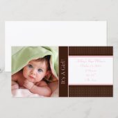 Het is een meisje -Fotokaartstatistieken Deep Brow Aankondiging (Voorkant / Achterkant)