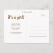 Het is een Meisje Geboorte Aankondiging Foto Brief (Achterkant)