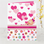 Het is een meisje: gefeliciteerd ! - kaart (Gele Bloem)