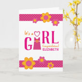 Het is een meisje gefeliciteerd mama's naam bloeme kaart (Gele Bloem)