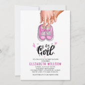 Het is een meisje gender Show babyshower Kaart (Voorkant)