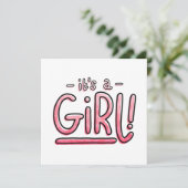 Het is een meisje Geslacht die roze gradiënt zwang Feestdagenkaart (Staand voorkant)