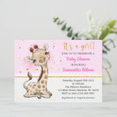 Het is een meisje. Giraffe Baby shower Kaart (Staand voorkant)