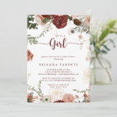 Het is een meisje goud rustiek bloemig Baby shower Kaart (Staand voorkant)