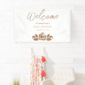 Het is een meisje goud wit bloemig Baby shower Spandoek (Insitu)