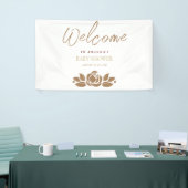 Het is een meisje goud wit bloemig Baby shower Spandoek (Beurs)