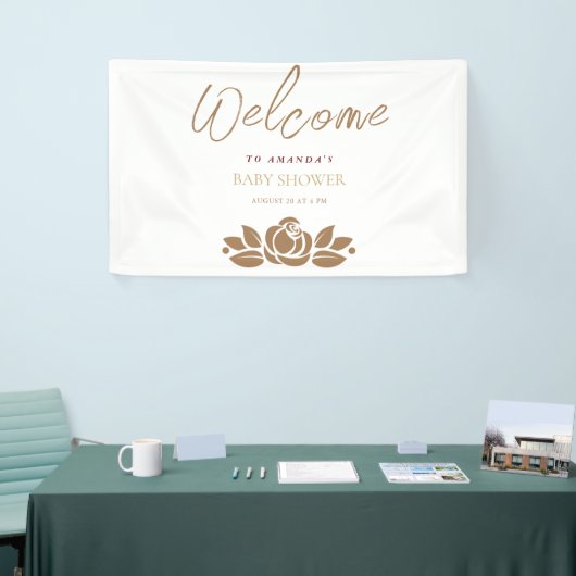 Het is een meisje goud wit bloemig Baby shower Spandoek (Beurs)