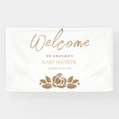 Het is een meisje goud wit bloemig Baby shower Spandoek (Horizontaal)