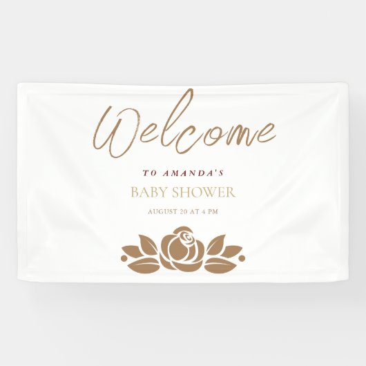 Het is een meisje goud wit bloemig Baby shower Spandoek (Horizontaal)