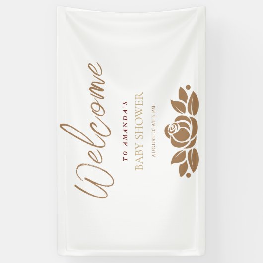 Het is een meisje goud wit bloemig Baby shower Spandoek (Verticaal)