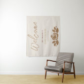 Het is een meisje goud wit bloemig Baby shower Wandkleed (In situ)