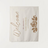 Het is een meisje goud wit bloemig Baby shower Wandkleed (Voorkant)