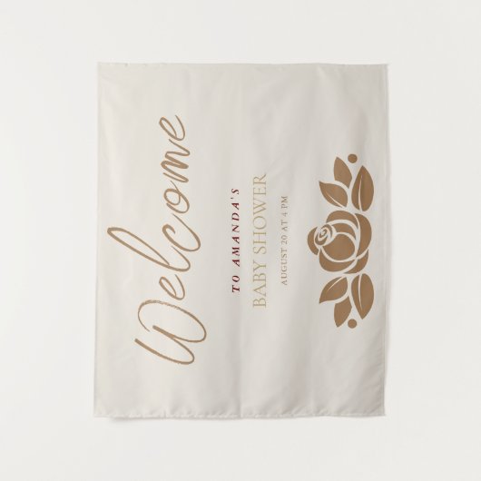 Het is een meisje goud wit bloemig Baby shower Wandkleed (Voorkant)