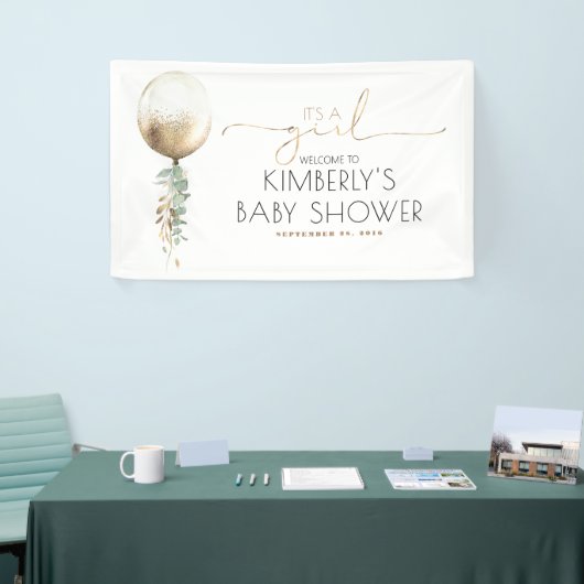Het is een meisje gouden ballon Baby shower Spandoek (Beurs)