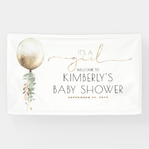 Het is een meisje gouden ballon Baby shower Spandoek