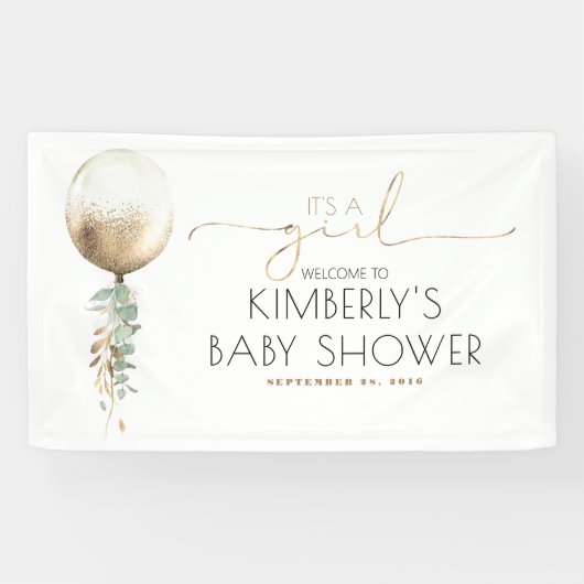 Het is een meisje gouden ballon Baby shower Spandoek (Horizontaal)