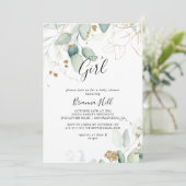 Het is een meisje gouden eucalyptus Baby shower Kaart (Staand voorkant)