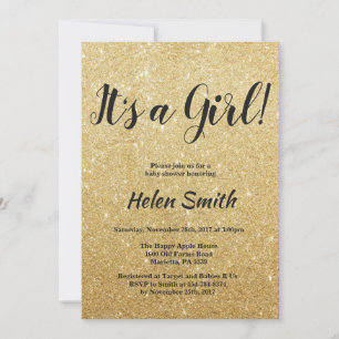 Het Is Een Meisje Gouden Glitter Baby Shower Kaart