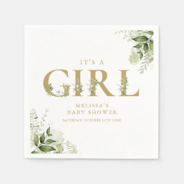 Het Is Een Meisje Groene Goud Letter Baby Shower Servet