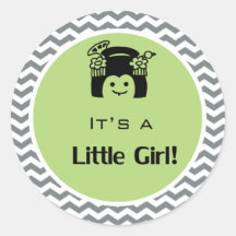 Het is een meisje groene, grijze sticker.