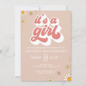 Het is een meisje Groovy Baby shower Uitnodiging (Voorkant)