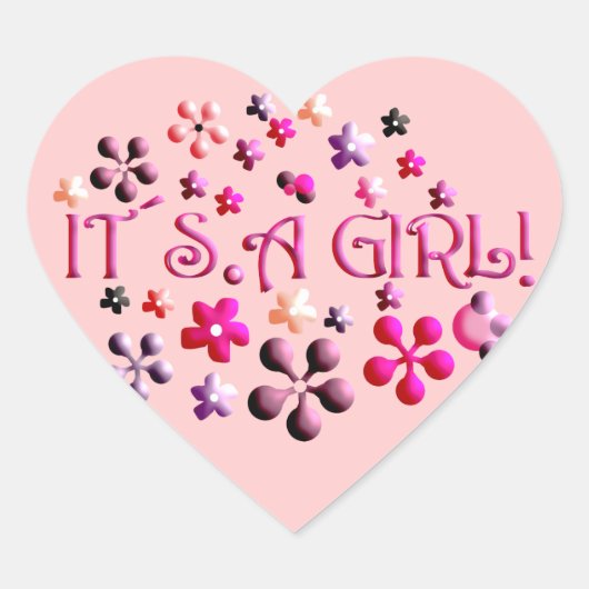 Het is een meisje hart sticker (Voorkant)