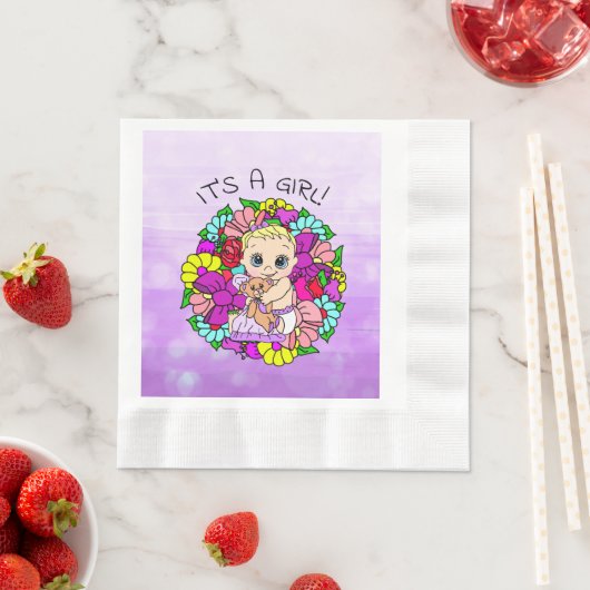 Het is een meisje, het Baby shower van een Paars m Servet (Insitu)