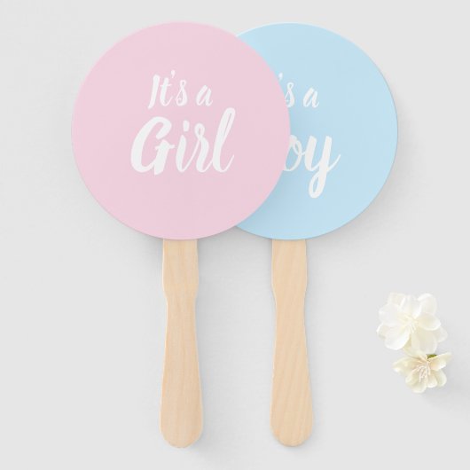 Het is een meisje, het is een baby shower-sekse-op handwaaier (Voorkant en achterkant)