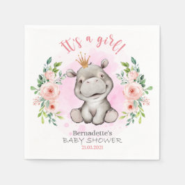 Het is een meisje Hippo Baby shower Napkins Servet