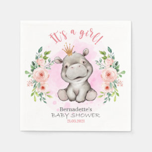 Het is een meisje Hippo Baby shower Napkins Servet