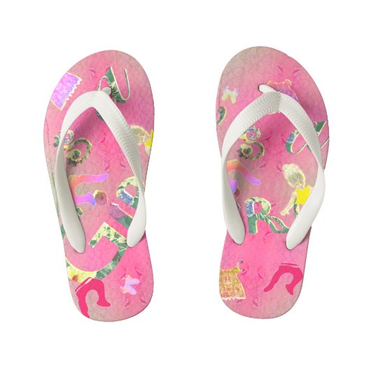 "Het is een meisje" Illustratie op roze Kinder Teenslippers (Voetbed)