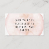 Het is een meisje in roze koraal en gouden Baby. Visitekaartje (Achterkant)