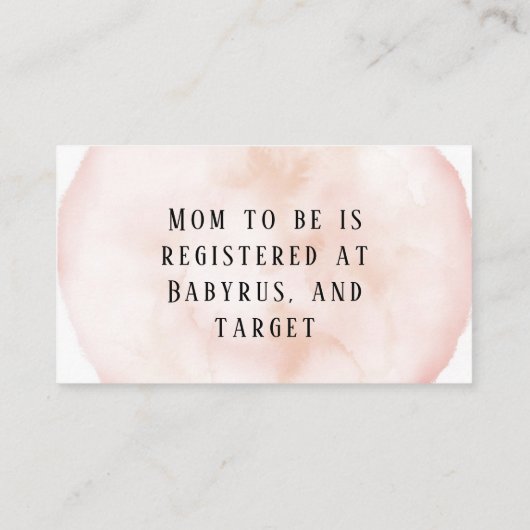 Het is een meisje in roze koraal en gouden Baby. Visitekaartje (Achterkant)