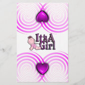 Het is een meisje ingecheckte tekst w / Baby Snoep Briefpapier (Voorkant)