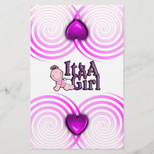 Het is een meisje ingecheckte tekst w / Baby Snoep Briefpapier