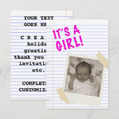 Het is een meisje. kaart (Voorkant / Achterkant)