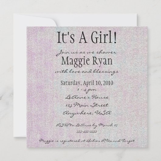 Het is een meisje kaart (Achterkant)