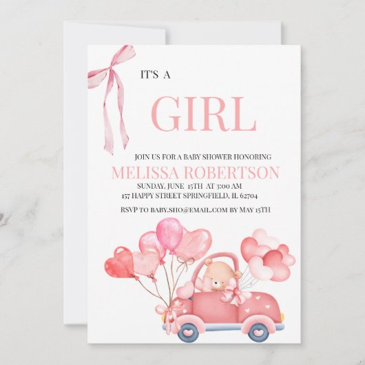 Het is een meisje! kaart (Voorkant)