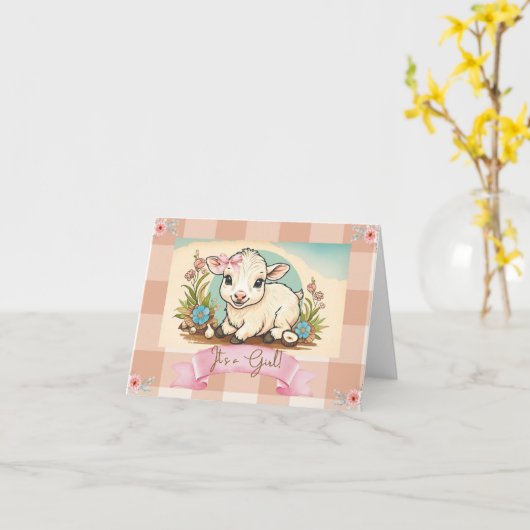 Het is een meisje! kaart (Gele Bloem)