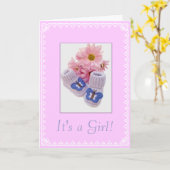 Het is een meisje! kaart (Gele Bloem)