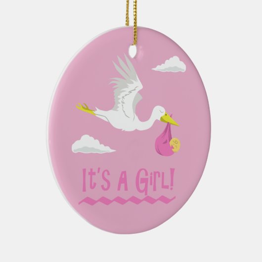 Het is een meisje! keramisch ornament (Rechts)
