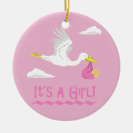 Het is een meisje! keramisch ornament