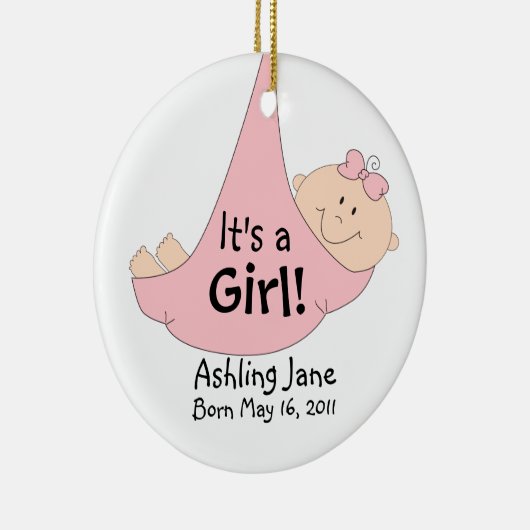 Het is een meisje! keramisch ornament (Rechts)